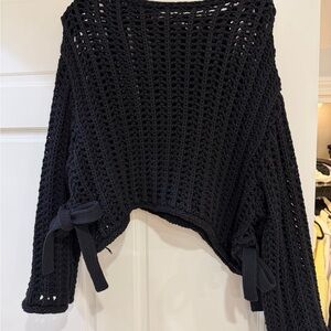 Zara Black Knit Sweater with Bow Details